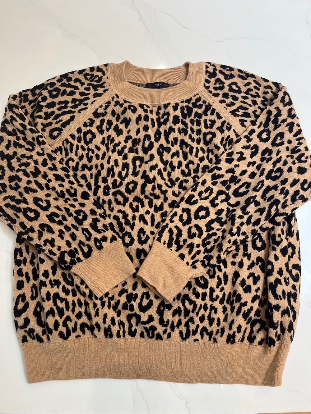 J. Crew Leopard-Print Crewneck Sweater in Tan and Black